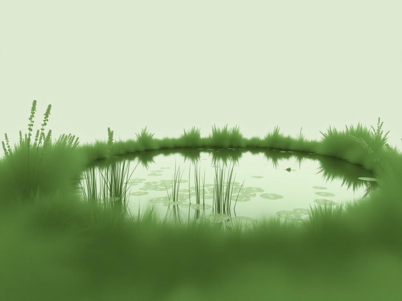 A still wildlife pond fringed with grasses and marginal planting